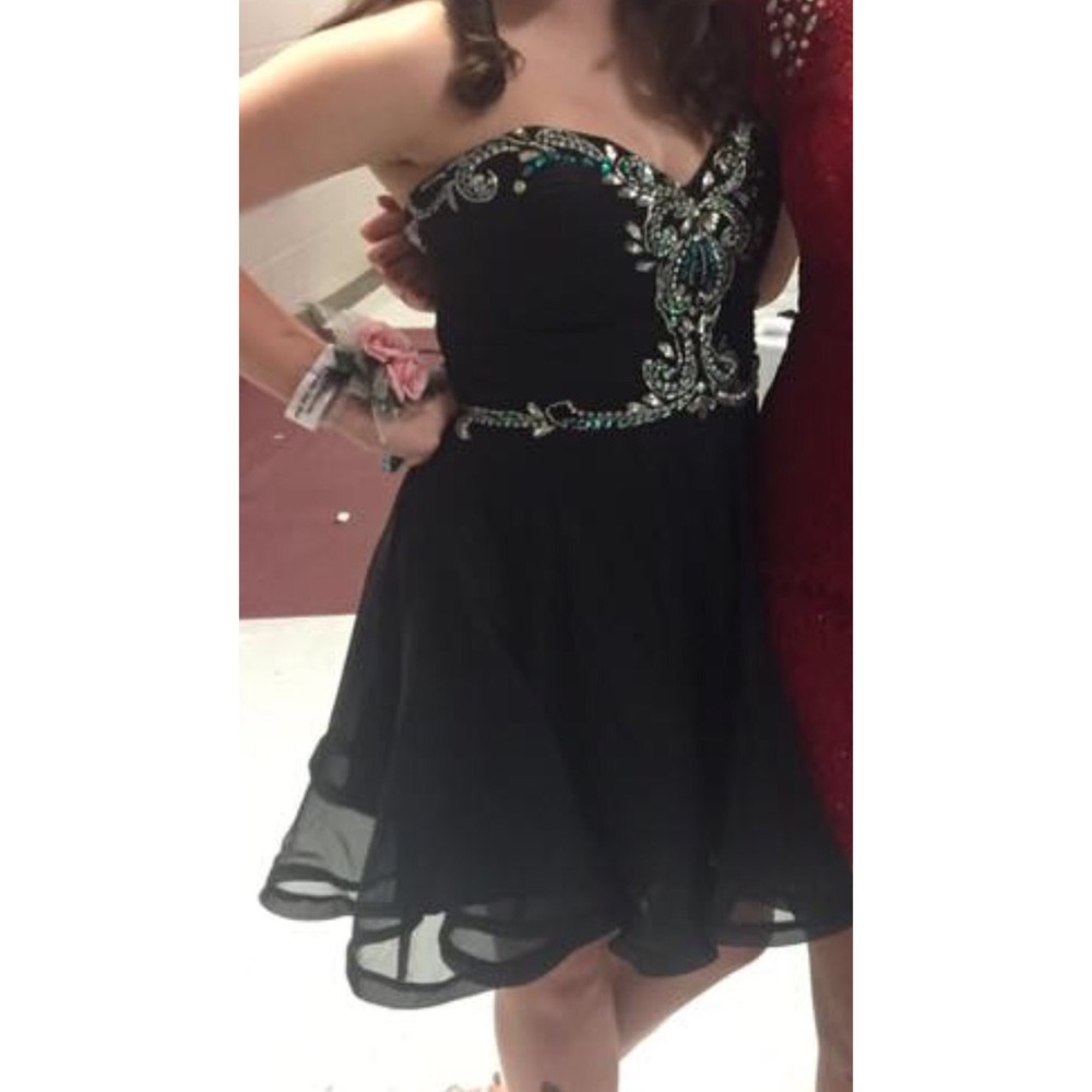 Black embellished homecoming dress.